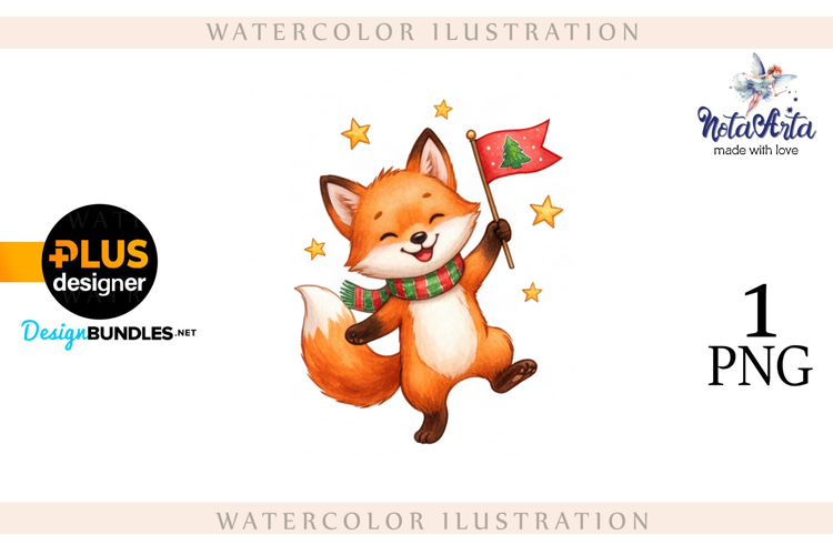 Illustration of a cute Christmas fox