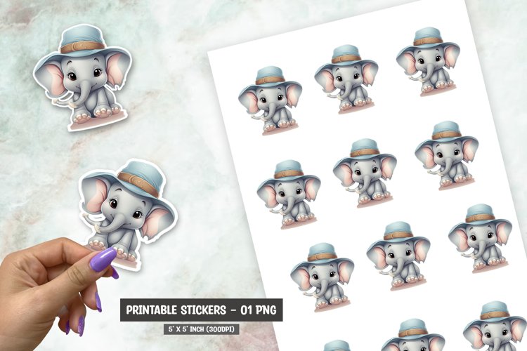Cute elephant sticker, Baby elephant sticker png