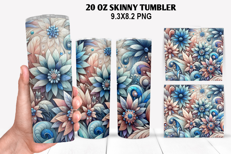 Flowers Skinny Tumbler 20oz Wrap Design, Spring Tumbler Wrap