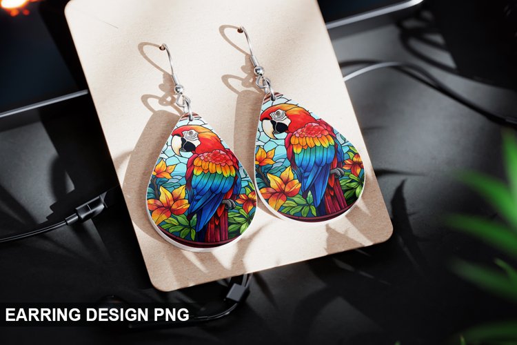Stained Glass Macaw flowers Earring Design
