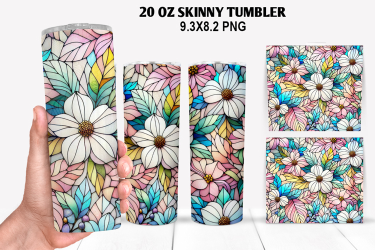 Flower Skinny Tumbler 20oz Wrap Design, Spring Tumbler Wrap