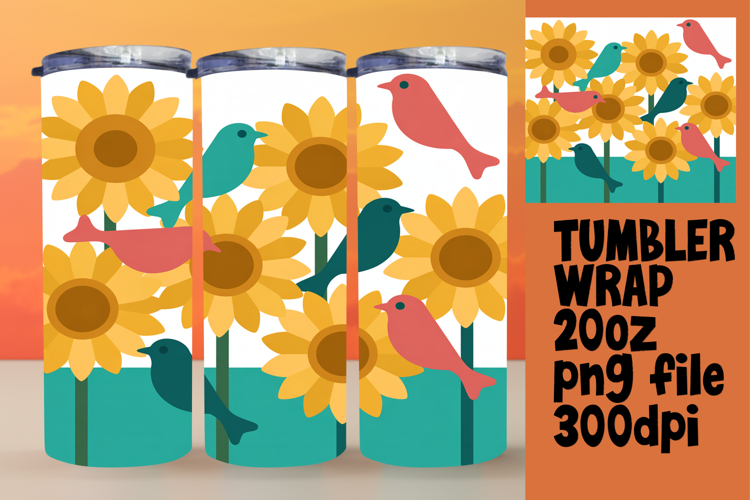 DIY 20oz Tumbler Wrap File , Birds