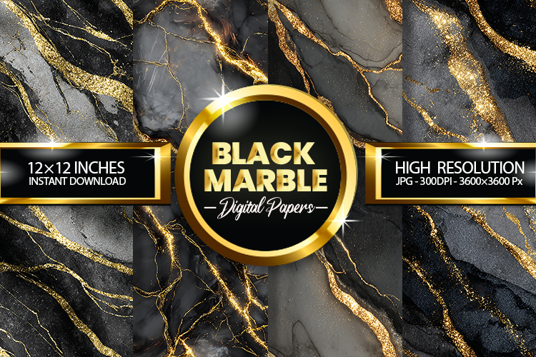 Black Marble Digital Papers - 04 Variations