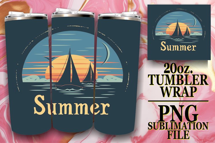 Sunny Retro,Tumbler Wrap 20oz example image 1