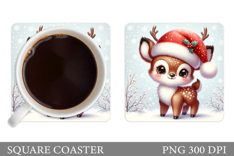 Cute Deer Coaster Design. Christmas Coaster Sublimation