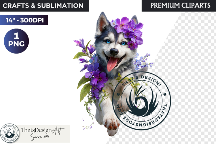 Floral Wolf Fantasy clipart, Botanical Wildlife Graphics PNG