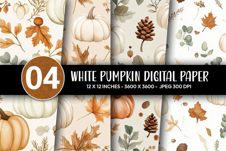 White Pumpkin Digital Paper