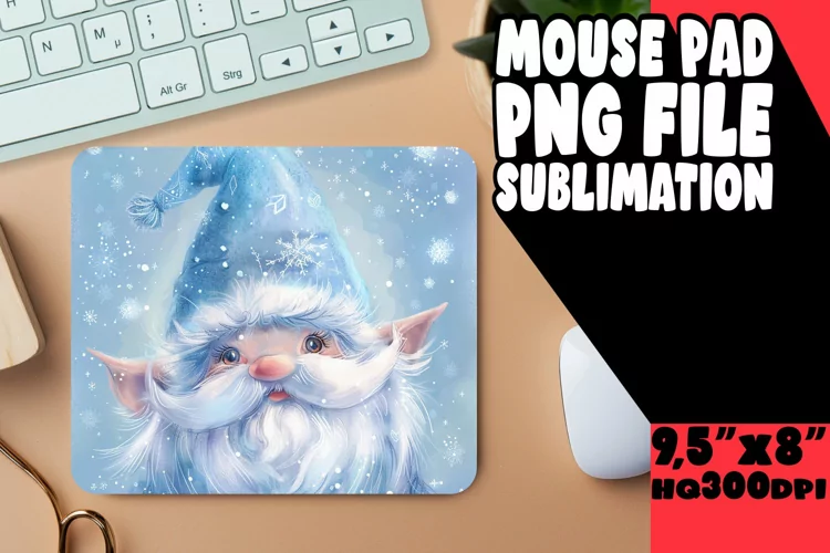 Cute Gnome Sublimation Mouse Pad Design Watercolor