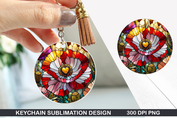 Flower Keychain Sublimation - Spring Keychain PNG Design
