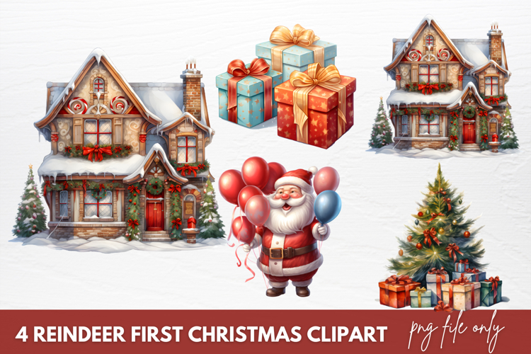 Reindeer First Christmas Clipart Sublimation
