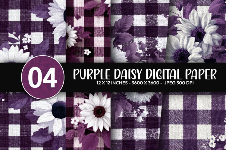 Purple Daisy Digital Paper example image 1
