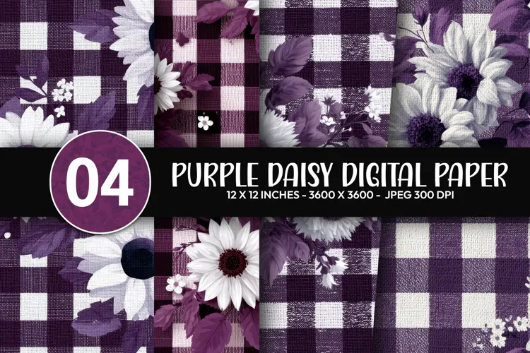 Purple Daisy Digital Paper