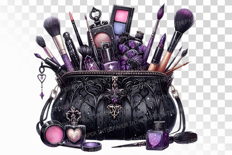 Gothic Cosmetic Pouch Ornate Halloween PNG Spooky Beauty