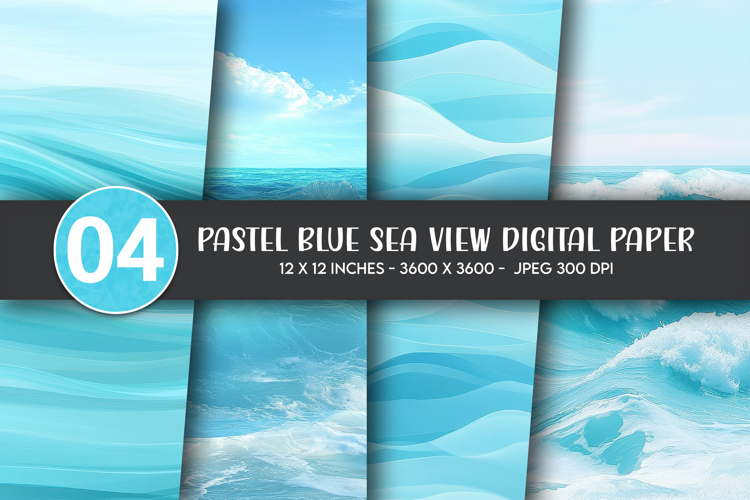 Pastel Blue Sea View Digital Paper example image 1