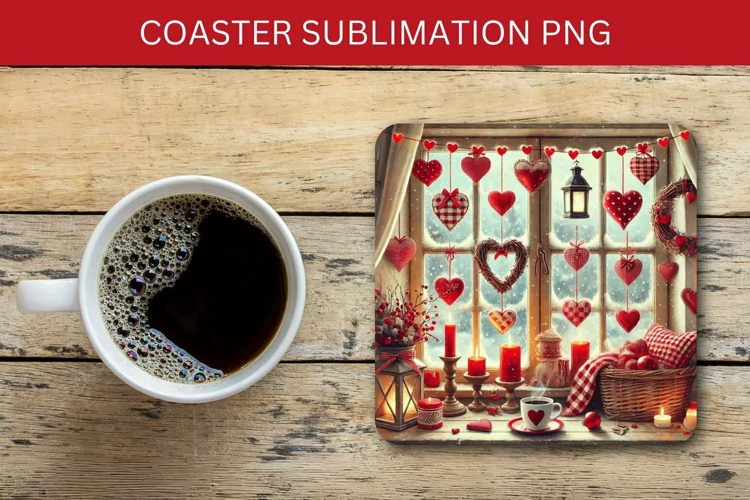 valentine square coaster - hearts room