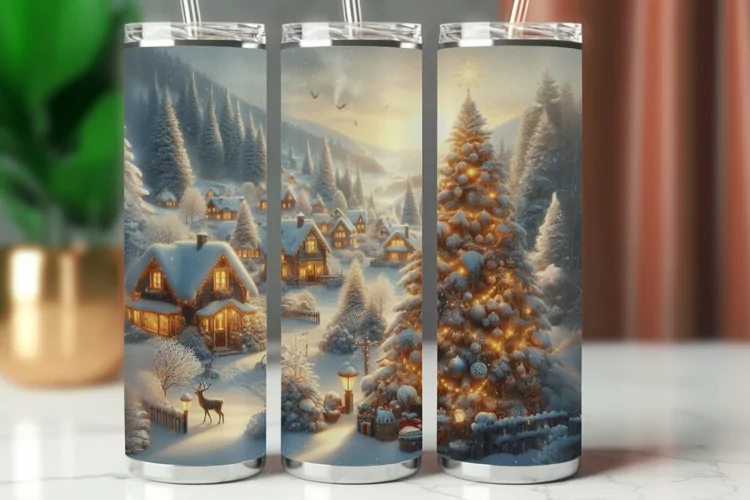 Tumbler Wrap 20 oz - christmas village