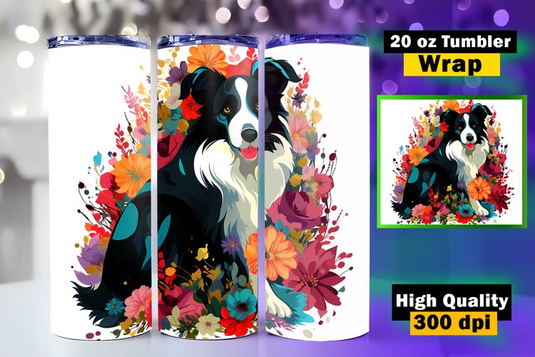 Cute Dog Tumbler Sublimation, 20 oz Skinny Tumbler Wrap