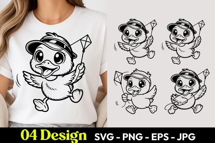 Flying Chick Cartoon SVG PNG