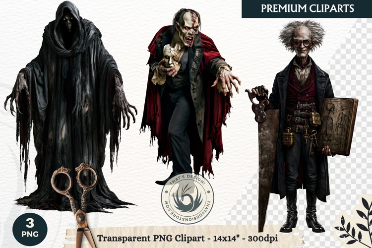 Dark Fantasy Halloween Horror Clipart PNG, Gothic Monster