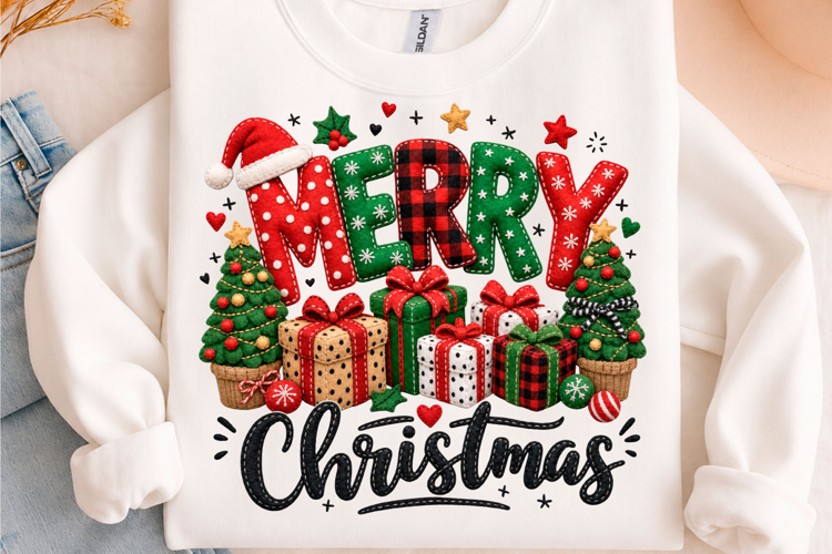 Merry Christmas Gift Box Holiday T-Shirt Design