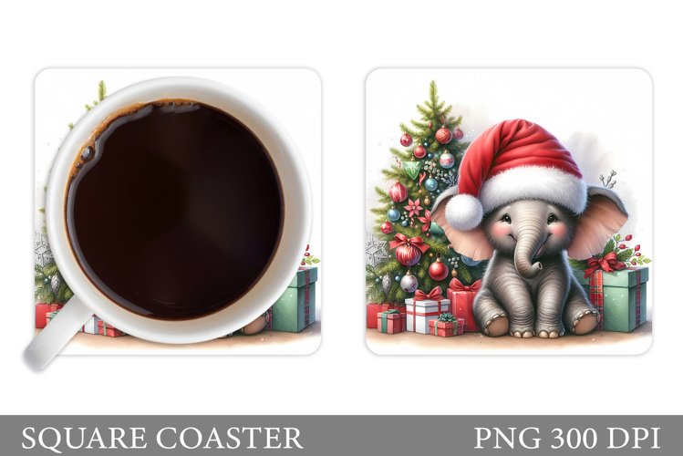 Cute Penguin Coaster Design. Christmas Coaster Sublimation example image 1