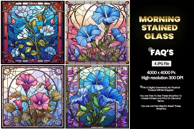 Stained Glass Morning Square Coaster - 04 Variations