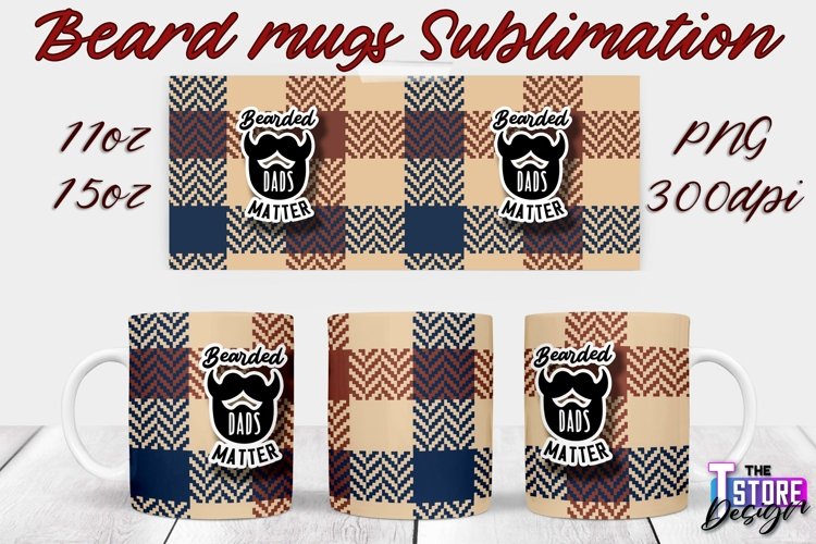 Beard Mug Design | 11 oz 15 oz Mug Sublimation | PNG File example image 1
