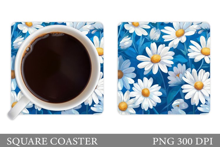 Daisy Flowers Coaster Design. Flowers Sublimation