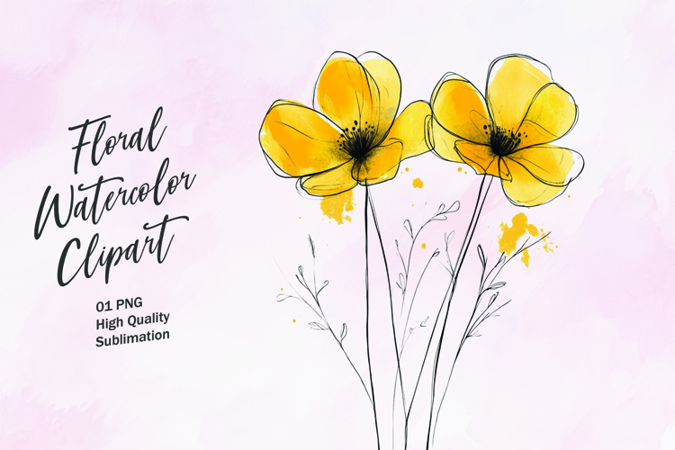 Watercolor floral clipart sublimation
