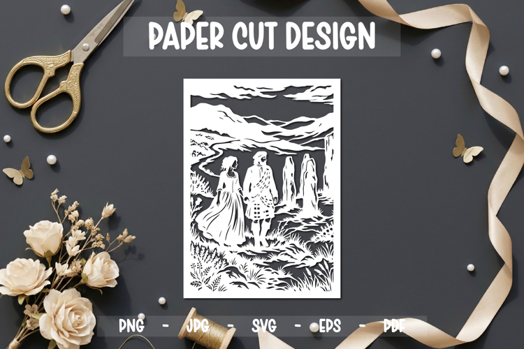 Romantic Couple Paper Cut Card, 5x7 Paper cut