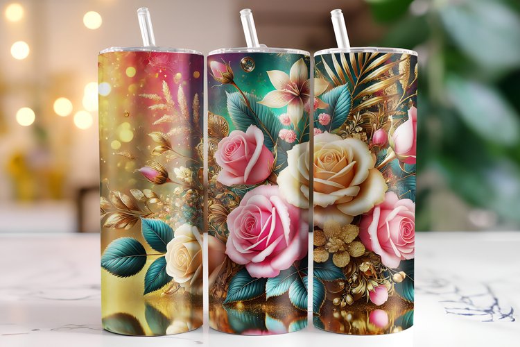 Flowers Tumbler Wrap | Sublimation | Tumblers example image 1