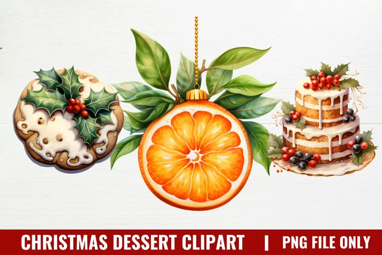 Christmas Dessert Clipart Sublimation, Dessert Clipart