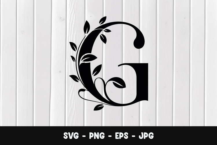 Floral Letter G Monogram SVG, PNG