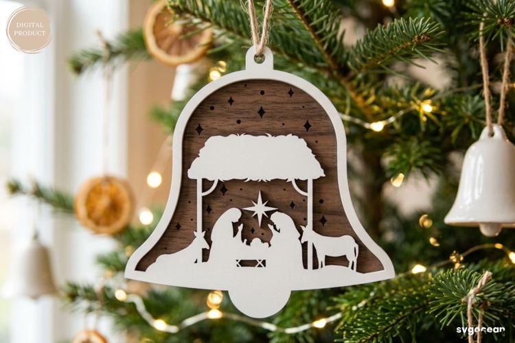 Nativity Bell Ornament Laser Cut | Christmas | SVG