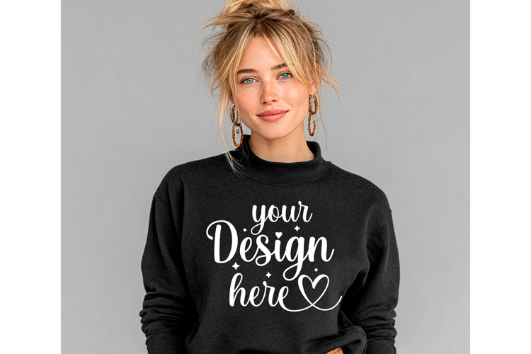 Gildan 18000 Black mockup, Gildan blank mockup