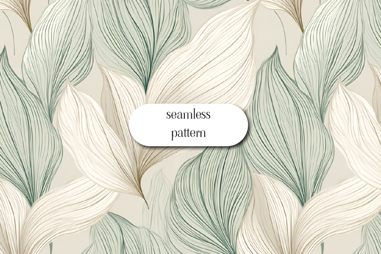 Elegant Minimalist Line Art Leaf Seamless Pattern Design