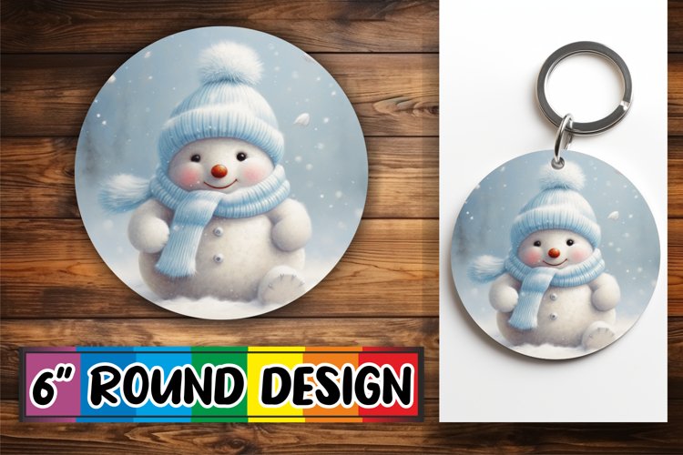 Christmas Bliss Snowman Round Ornament Art