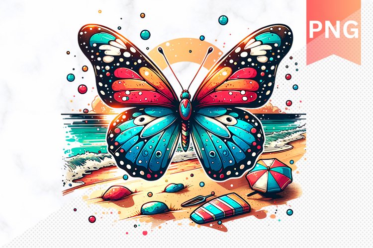 Summer Butterfly Sublimation - Clipart PNG Design