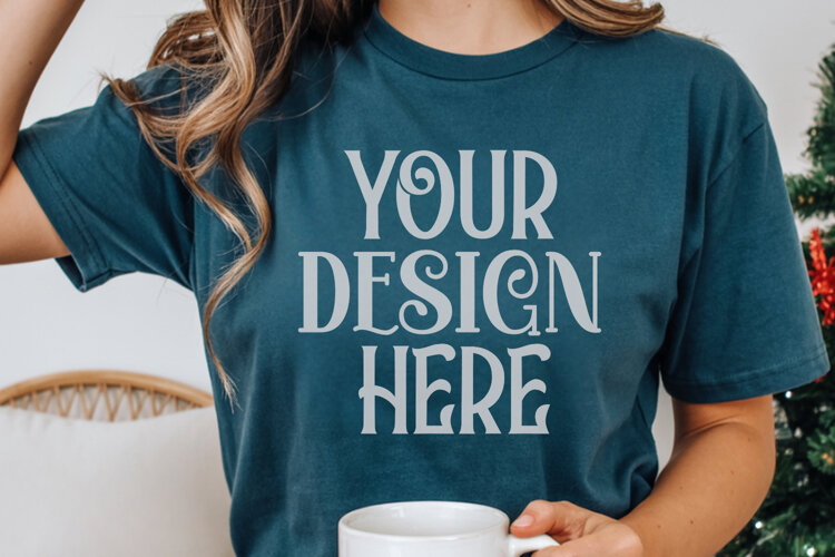 Blue Spruce Comfort Colors 1717 Christmas Mockup, CC 1717 example image 1