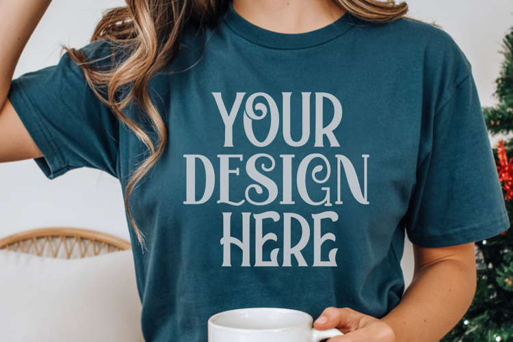 Blue Spruce Comfort Colors 1717 Christmas Mockup, CC 1717