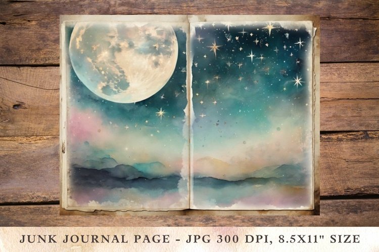 Printable Junk Journal Pages moon stars 12