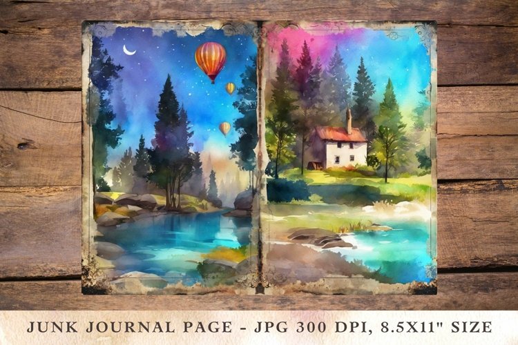 Printable Junk Journal landscape 2 example image 1
