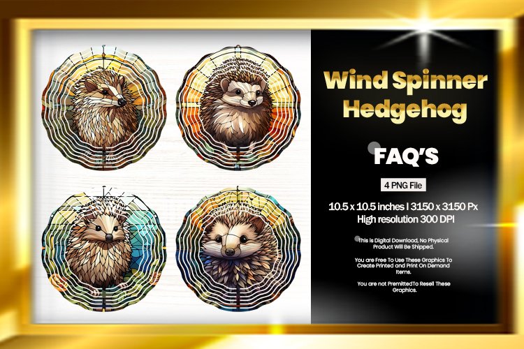 Hedgehog Wind Spinner Sublimation - 04 Variation example image 1