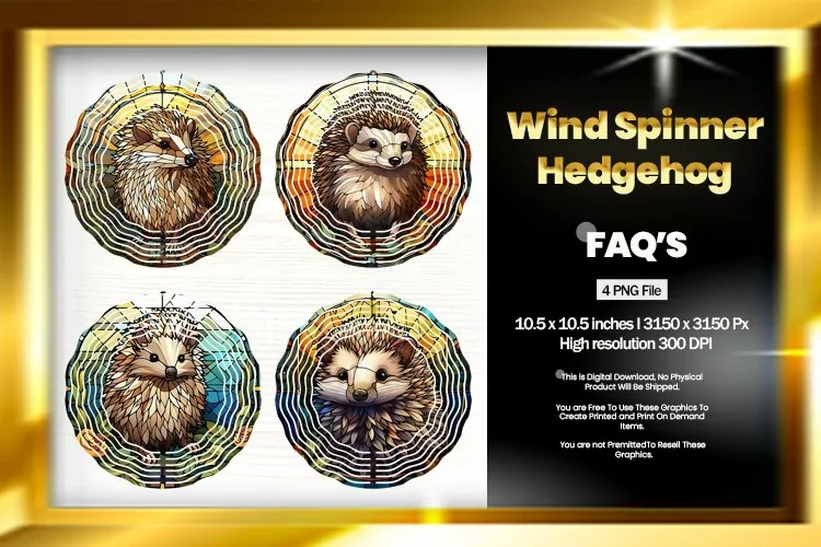 Hedgehog Wind Spinner Sublimation - 04 Variation