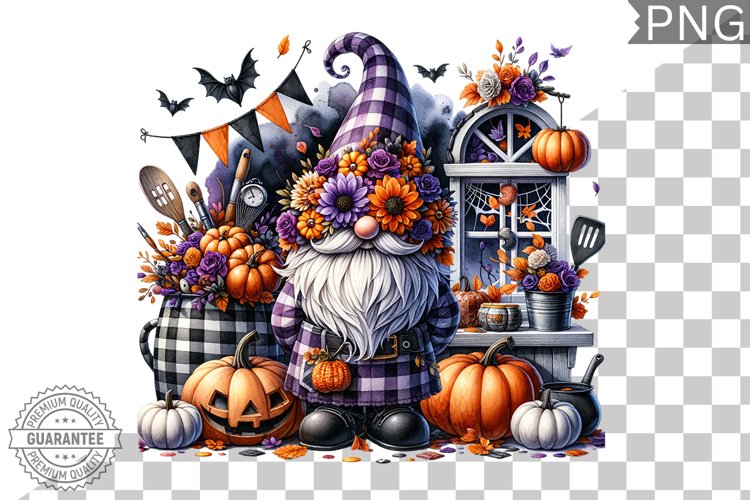 Halloween Kitchen Gnome Sublimation - Clipart PNG Design example image 1