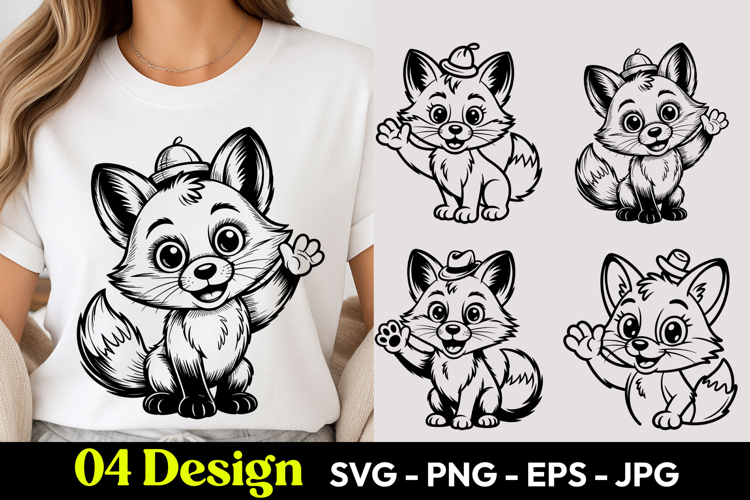 Happy Little Fox SVG PNG