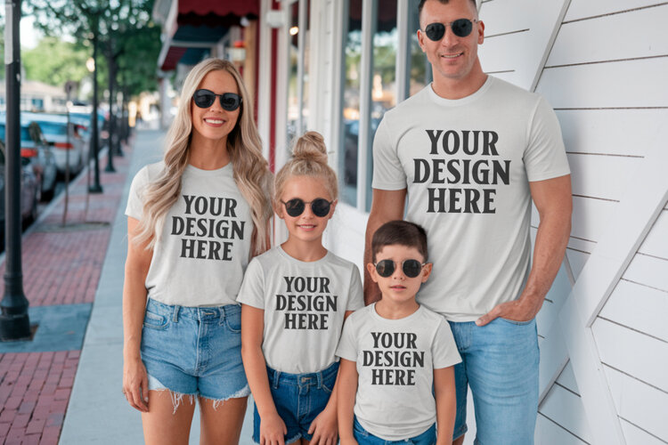 Bella Canvas 3001 Family Group T-Shirt Mockup example image 1