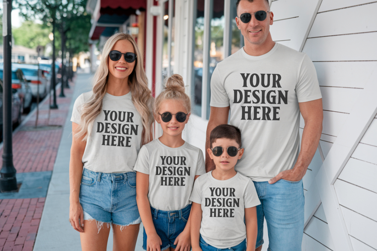 Bella Canvas 3001 Family Group T-Shirt Mockup