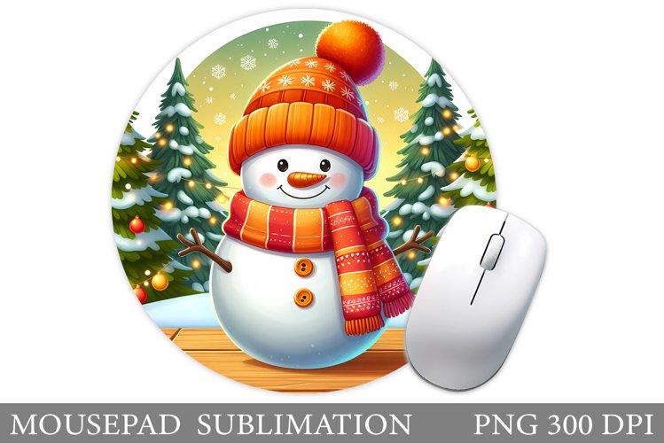 Snowman Mouse Pad Sublimation. Christmas Mouse Pad