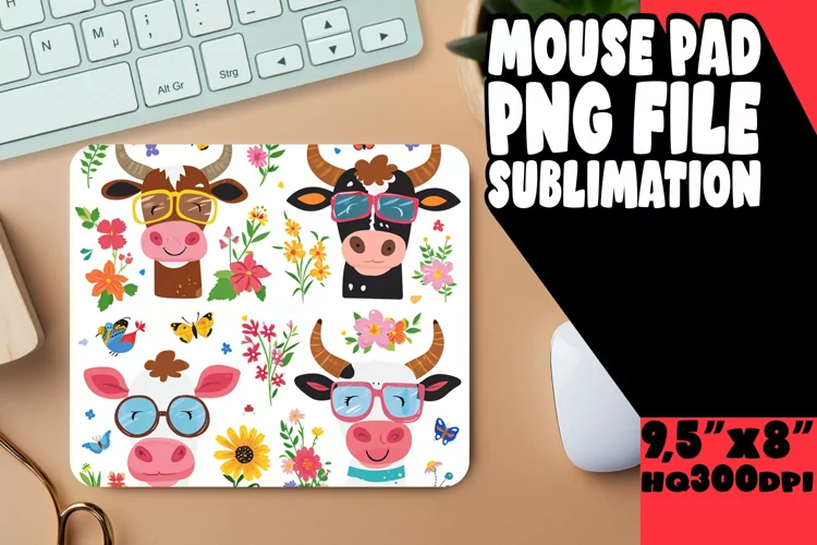 Playful Cow Sublimation Mouse Pad - Farmyard Fun